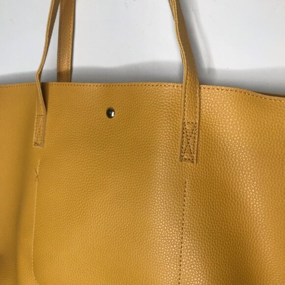 Mustard Pebble Yellow Shoulder Handbag Tote w/ Tassel - Picture 6 of 7
